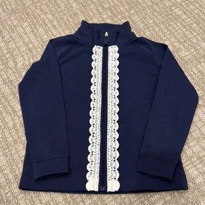 Lilly Pulitzer Blue and White Lace Trim Sweatshirt